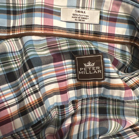 Peter Millar Shirt Men Size Small Long Sleeve Button Down Shirt Plaid - Picture 4 of 4